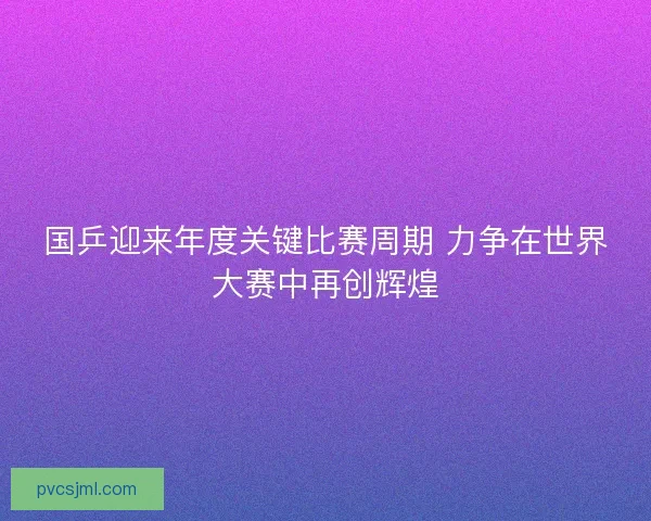 国乒迎来年度关键比赛周期 力争在世界大赛中再创辉煌