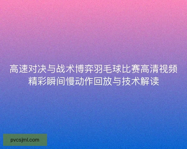 高速对决与战术博弈羽毛球比赛高清视频精彩瞬间慢动作回放与技术解读